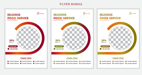 Creative, modern and professional restaurant food flyer bundle a4 poster template layout design.Modern restaurant food flyer template design, brochure design template. Fast food restaurant flier.	