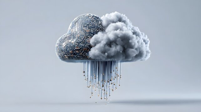 A conceptual image illustrating cloud computing in healthcare, with a digital cloud symbolizing storage and processing of health data. The background is clean and modern, providing ample copy space
