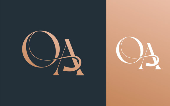 Initial letter OA AO logo design vector illustration for couple, wedding, and business