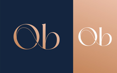Initial letter OB BO logo design vector illustration for couple, wedding, and business