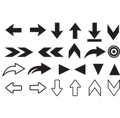 A diverse collection of black flat arrow icons perfect for web design elements directional symbols or business illustrations