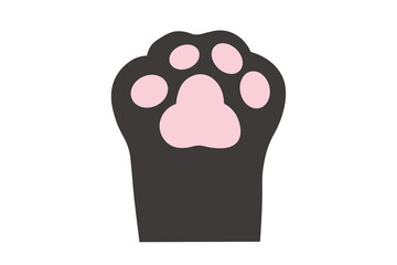黒猫のピンクの肉球の手