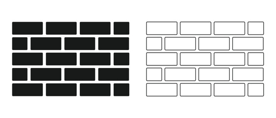 Wall vector icon, building symbol. Brick wall icons trendy flat line art style vectors. Wall Icon in trendy flat style isolated. Seamless pattern of bricklaying. Vector illustration.