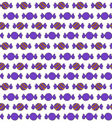 Candy caramel colorful Seamless pattern. Vector graphic line ink illustration. Halloween party. candy for the web, for a card or for scrapbooking texture for bedsheets, pajamas, wrapping papers.