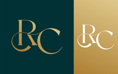 Initial letter RC CR logo design vector illustration for couple, wedding, and business