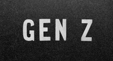 Gen Z stencil sign on black background demographic social generation born between 1997-2012.