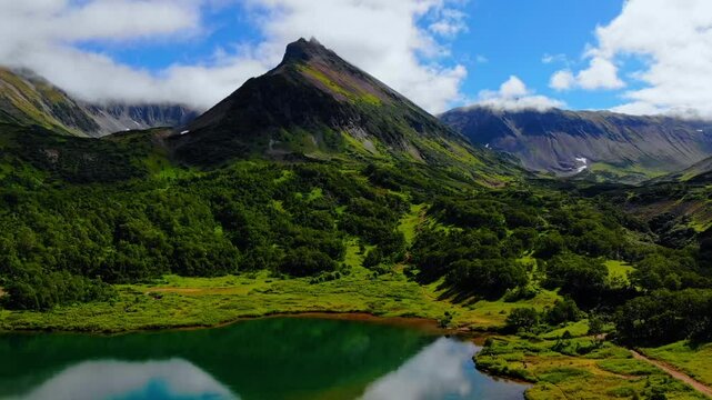 Panorama Vachkazhets mountain circus, Kamchatka Russia.