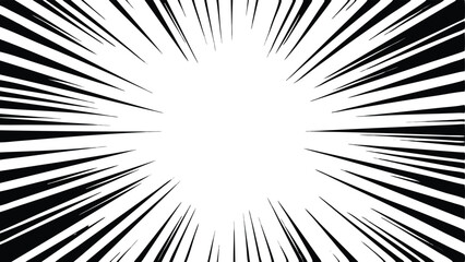 Comic book action line background featuring dynamic speed lines. Isolated manga-style frame design on a transparent background. Clean vector graphic illustration.