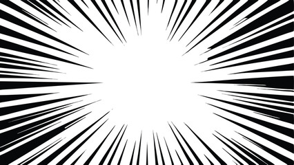 Comic book action line background featuring dynamic speed lines. Isolated manga-style frame design on a transparent background. Clean vector graphic illustration.