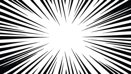 Comic book action line background featuring dynamic speed lines. Isolated manga-style frame design on a transparent background. Clean vector graphic illustration.