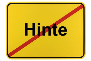 Illustration eines Ortsschildes der Gemeinde Hinte in Niedersachsen	