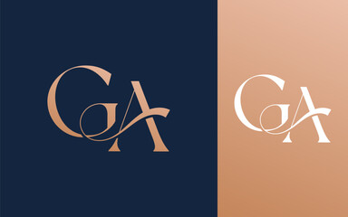 Initial letter GA AG logo design vector illustration for couple, wedding, and business