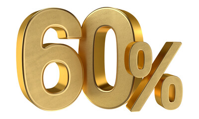 Golden 60 Percent Isolated on Transparent Background