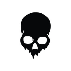 Dripping skull head concept. Simple melting skull head illustration, vector.