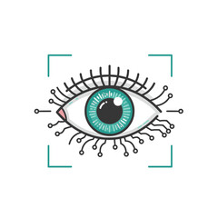 Tech-style eye icon for biometric identification systems