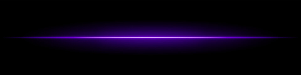 Pink horizontal light beam. Sharp glowing laser line with radiant fade on both sides over dark background. Great for sci-fi, energy visuals, light effects, or futuristic transitions.