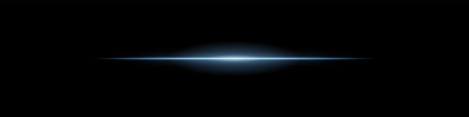 Elegant soft blue horizontal beam glowing on a dark background. A subtle flare evoking sunrise energy, cinematic transitions, or the first blink of futuristic awakening.