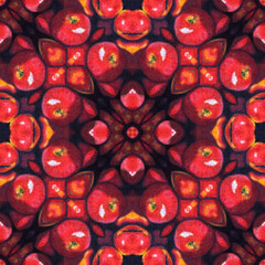 Seamless pattern in red color. Harvest season vibes background with high resolution, designed with a whimsical and enchanting food theme