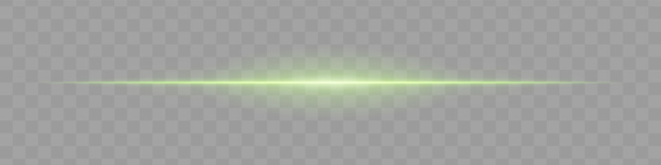 Neon green horizontal light beam with soft edges and glowing aura on transparent background. A sleek energy pulse perfect for sci-fi UIs, HUDs, or digital light transitions.