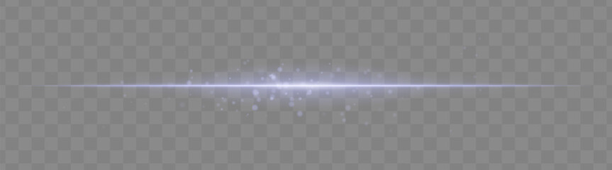 Soft blue light beam with glowing spark particles on transparent background. Delicate horizontal flare ideal for fantasy effects, magic transitions, or elegant light overlays.