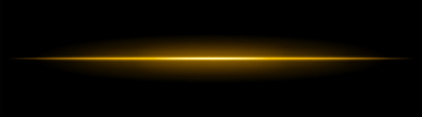 Horizontal light beam with soft radial glow on black background. Sleek minimal flare ideal for sci-fi transitions, modern lighting effects, or cinematic glow overlays.