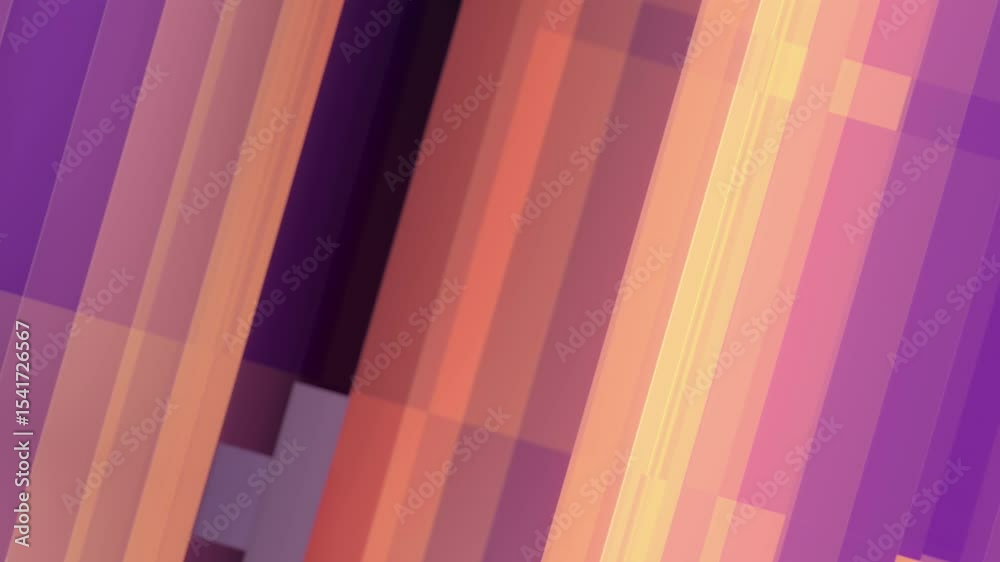 Leinwandbilder Digital loop animation with multi-layered rectangles in bright colors. The varying widths and overlapping shapes create a rich visual texture in an isometric formation. 3d rendering 4K
