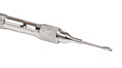 Close up of a cauterization tool, highlighting its metallic construction and precise tip, isolated on a transparent background, ideal for medical and healthcare related projects