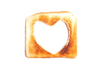 Heart-Shaped Toast isolated on white