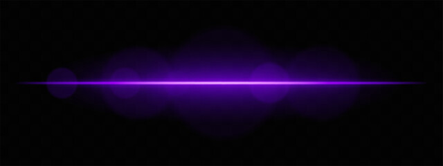 Bright magenta light beam with lens flare circles on dark background. Vivid horizontal glow ideal for futuristic UI, synthwave designs, or neon-inspired transitions.