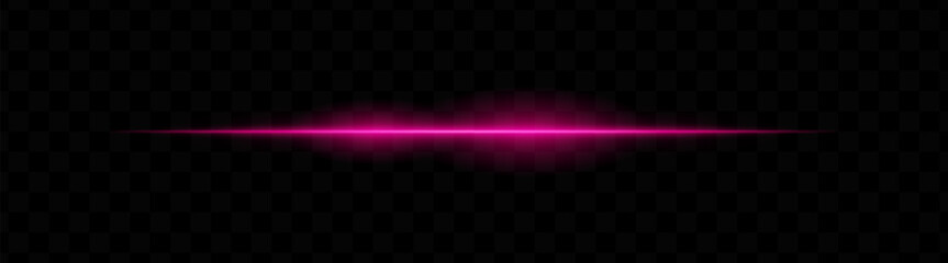 Purple horizontal light beam with glowing core and smooth blur edges on transparent background. Ideal for sci-fi transitions, laser HUD elements, or futuristic glow effects.