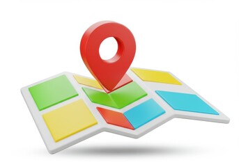 A map with varied areas and a location pin indicating a specific destination