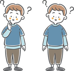 疑問を持つ男児　全身　ベクター
