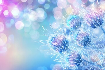 Vibrant Frosty Thistle Flowers with Bokeh in Pastel Light.