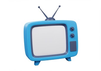 Illustration of a vintage style television set with antenna on a white backdrop