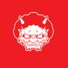 Japanese Demon Oni Mask Logo Design vector illustration	
