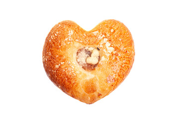 butter cookies in a heart shape isolated on white background