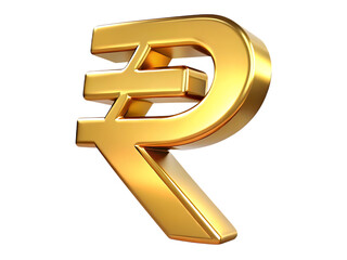 3d golden indian rupee symbol isolated on transparent background