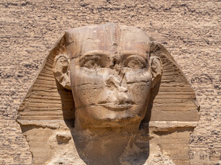 Africa, Egypt, Cairo city, Giza, Giza pyramids. Three pyramids, sphinx, statue, saqqara pyramid,...
