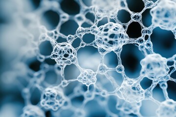 Abstract Molecular Structure of Networked Cells in Blue Tones.