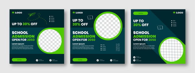 Back to school poster elegant promotional advertising banner. Social media post for new admission. Minimalistic editable advertising poster for social media. 