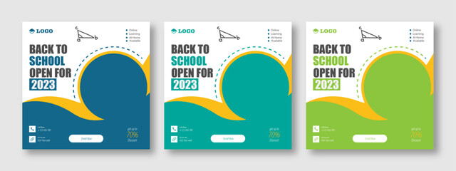 Back to school poster elegant promotional advertising banner. Social media post for new admission. Minimalistic editable advertising poster for social media. 