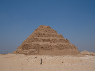 Africa, Egypt, Cairo city, Giza, Giza pyramids. Three pyramids, sphinx, statue, saqqara pyramid,...