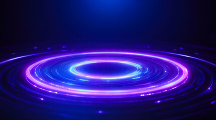 Circular light patterns create a mesmerizing visual effect in purple and blue shades