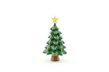 Decorative mini Christmas tree isolated on white background.