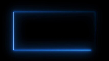Glowing Blue Neon Rectangle Frame 4K Ultra HD Video Animation Loop for Motion Graphics - Powered by Adobe