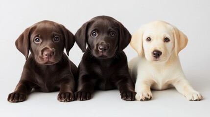 Guide Dogs - Studio Portrait of Cute Labrador Retrievers in Gold and White Background