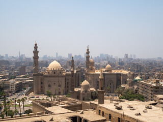 Africa, Egypt, Cairo city, Giza, Giza pyramids. Three pyramids, sphinx, statue, saqqara pyramid,...
