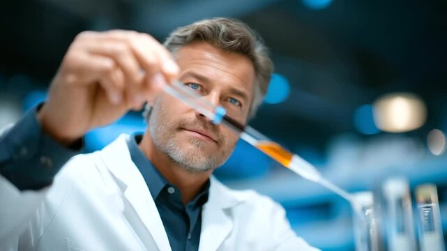 Doctor conducting a bone marrow test with precise lab equipment