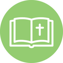 Open Bible on Green Circle Background