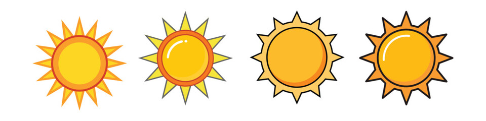 Sun Flat Style Weather Symbol Vector Illustration